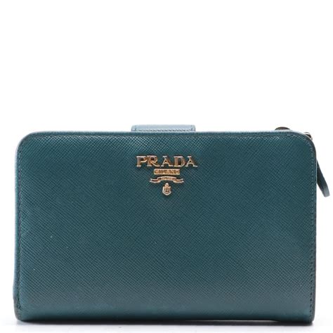 prada saffiano green wallet|prada zipper wallet.